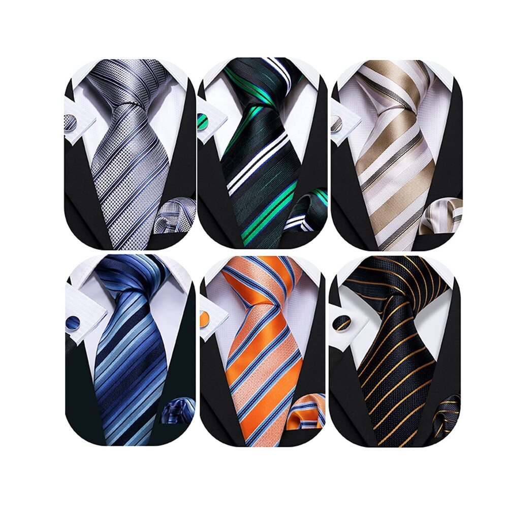 9168 6 PCS Ties Set Silk Business Fashion Woven Necktie Handkerchief